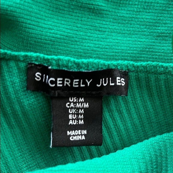 Sincerely Jules Ribbed Cross Front Crop Top M Green Halter Tank - Picture 2 of 3